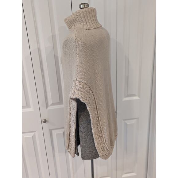 NWT Mason TurtleNeck Sweater Shawl Poncho Wool SOFT Gorgeous! Medium (O/S) Beige - Picture 5 of 9